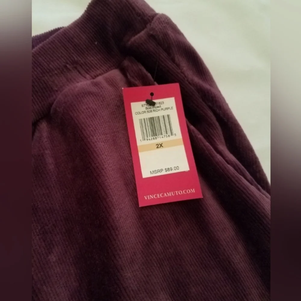Vince Camuto Purple Corduroy Cotton Blend Drawstring Waist Joggers NwT 2X - Picture 8 of 12